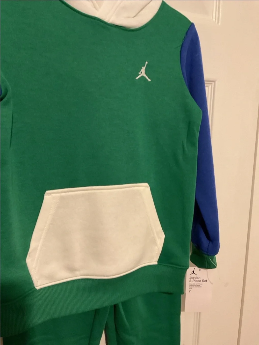 Jordan Green & Blue Hooded Sweatpant Set with White Accents